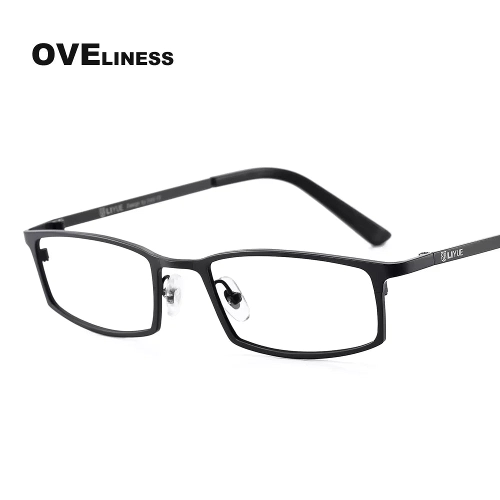 Oveliness Unisex Full Rim Square Titanium Eyeglasses 78016 Full Rim Oveliness BLACK