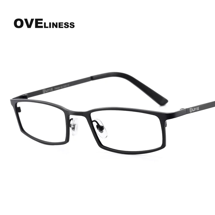 Oveliness Unisex Full Rim Square Titanium Eyeglasses 78016 Full Rim Oveliness BLACK