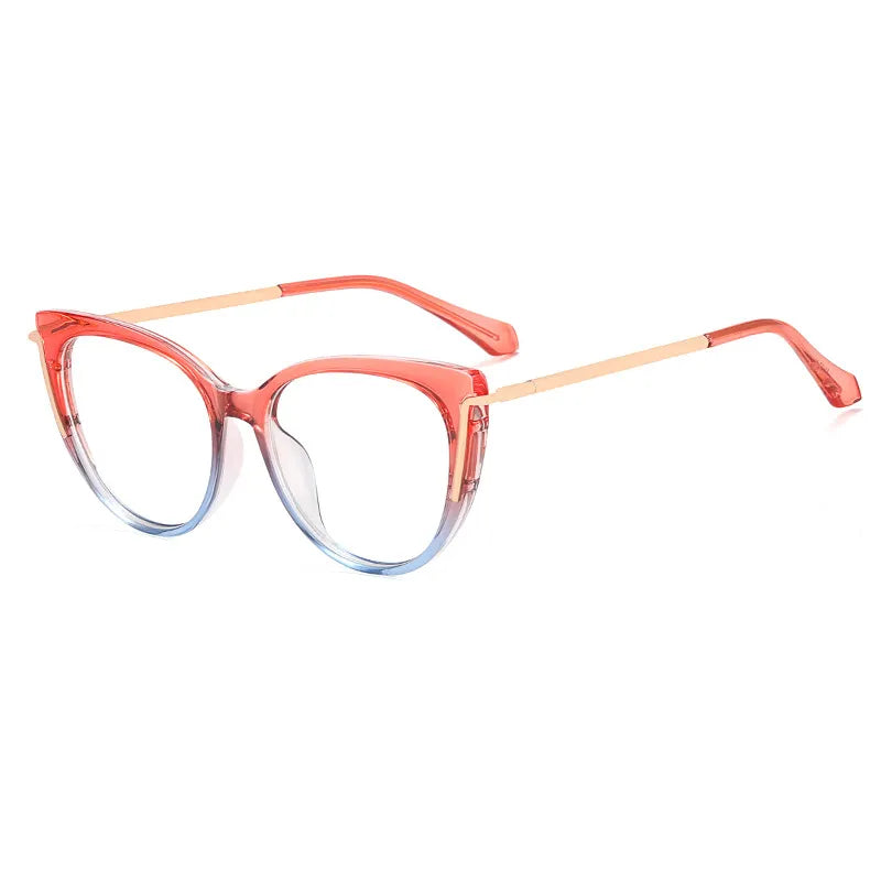 CCspace Women's Full Rim Cat Eye Tr 90 Titanium Eyeglasses 56963 Full Rim CCspace C3Orange