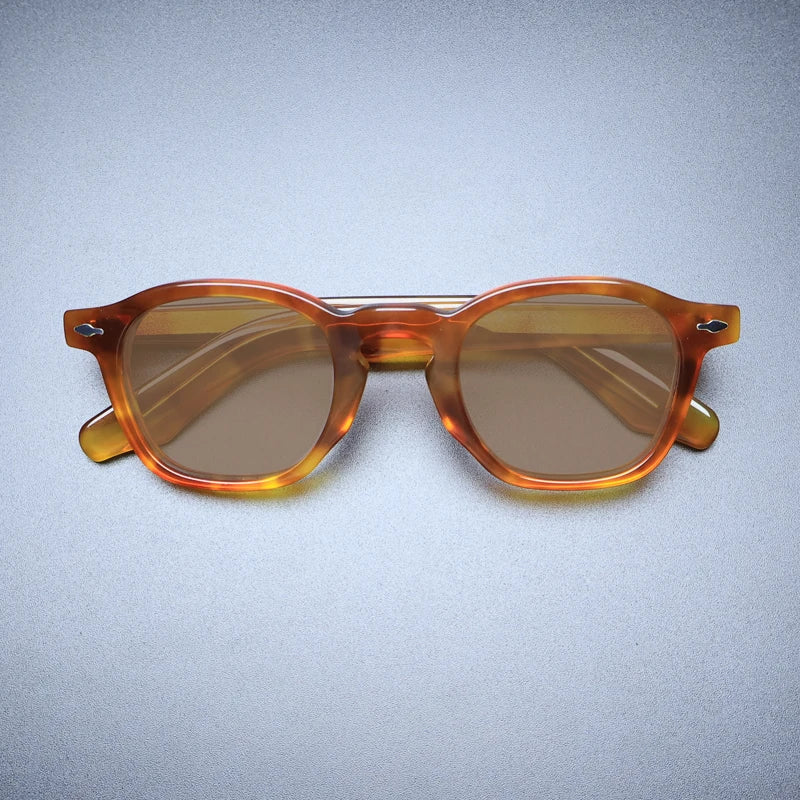 Gatenac Unisex Full Rim Square Acetate Polarized Sunglasses M001 Sunglasses Gatenac Flax Brown  