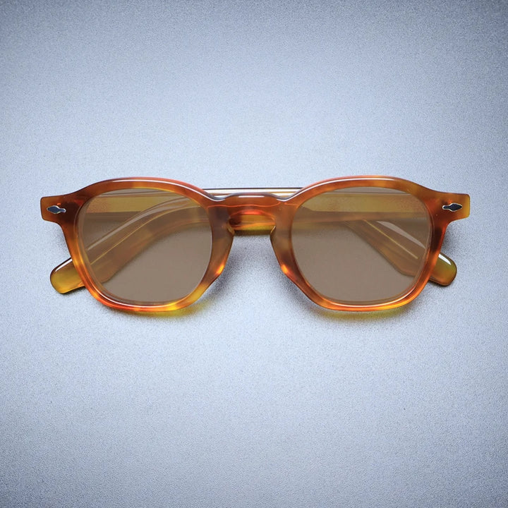 Gatenac Unisex Full Rim Square Acetate Polarized Sunglasses M001 Sunglasses Gatenac Flax Brown  