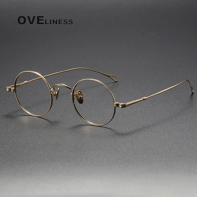 Oveliness Unisex Full Rim Round Titanium Eyeglasses M005 Full Rim Oveliness gold