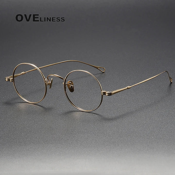 Oveliness Unisex Full Rim Round Titanium Eyeglasses M005 Full Rim Oveliness gold