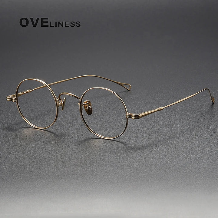 Oveliness Unisex Full Rim Round Titanium Eyeglasses M005 Full Rim Oveliness gold  