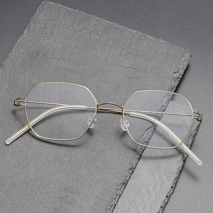 Black Mask Women's Full Rim Irregular Polygon Screwless Titanium Eyeglasses 1750 Full Rim Black Mask