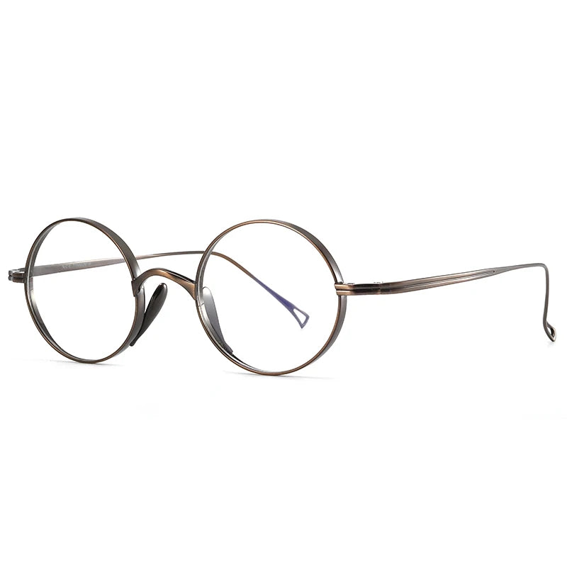 Bclear Unisex Full Rim Round Titanium Eyeglasses 1021 Full Rim Bclear Brown