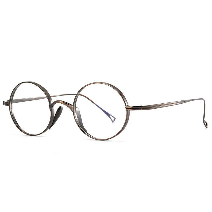 Bclear Unisex Full Rim Round Titanium Eyeglasses 1021 Full Rim Bclear Brown