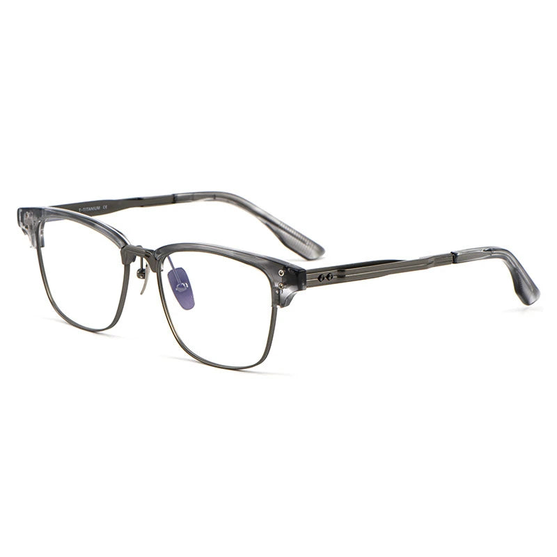 Black Mask Men's Full Rim Big Square Titanium Eyeglasses 499132