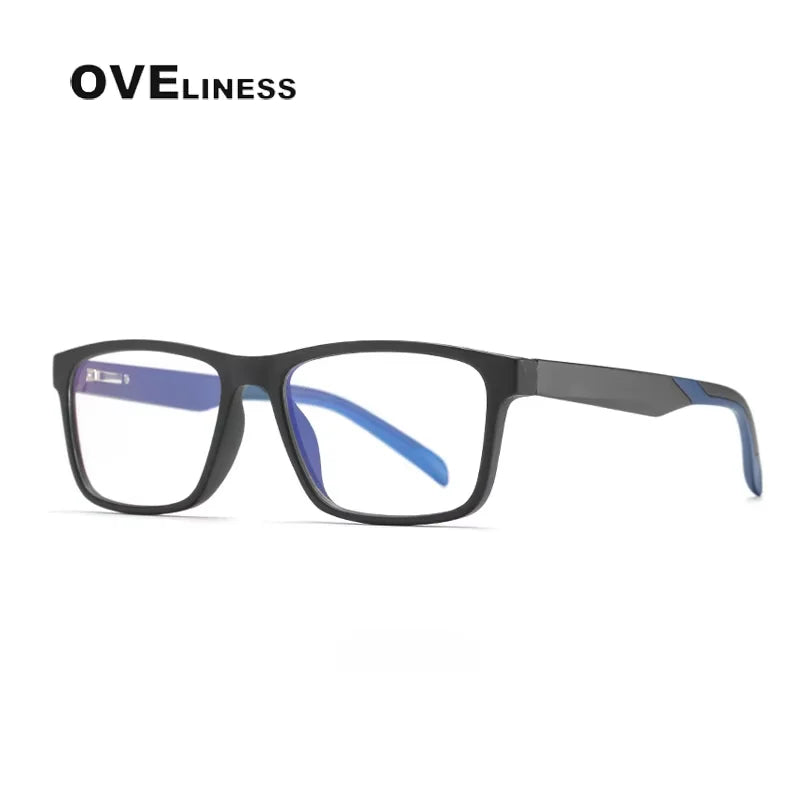 Oveliness Women's Full Rim Square Tr 90 Titanium Eyeglasses 72356 Full Rim Oveliness black blue c4