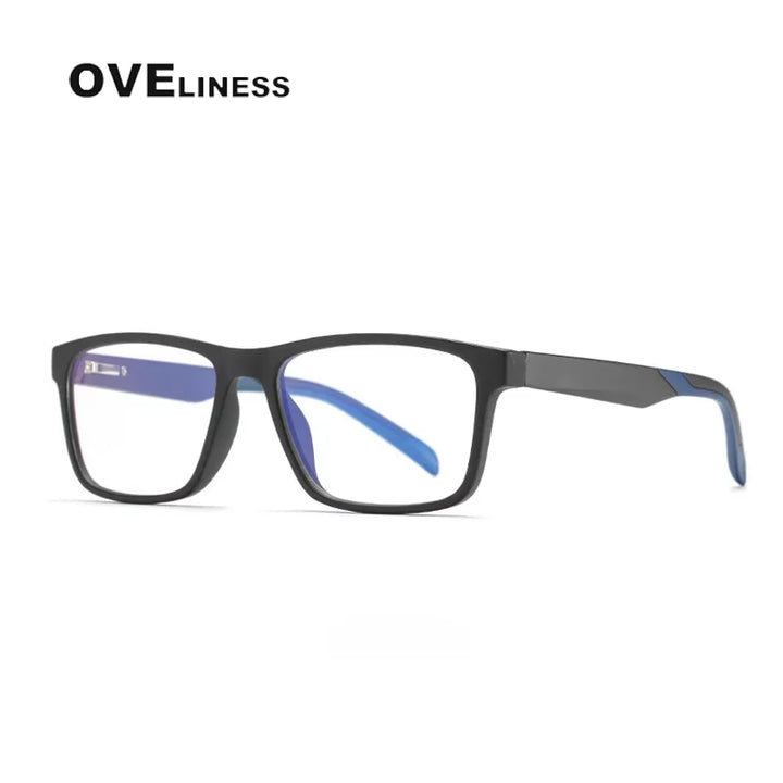 Oveliness Women's Full Rim Square Tr 90 Titanium Eyeglasses 72356 Full Rim Oveliness black blue c4
