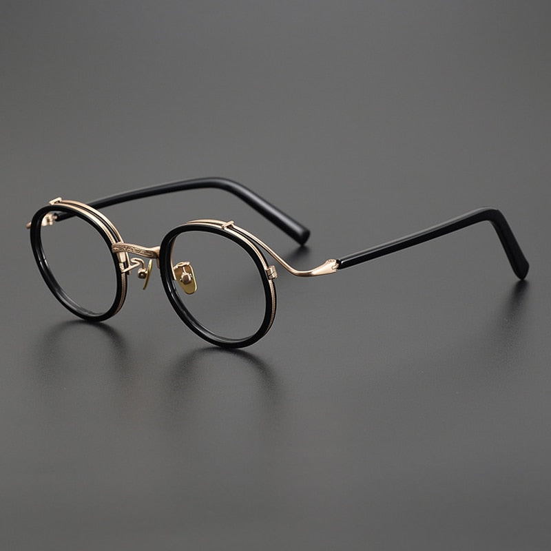 Gatenac Unisex Full Rim Round Acetate Alloy Eyeglasses Gxyj1029 Full Rim Gatenac