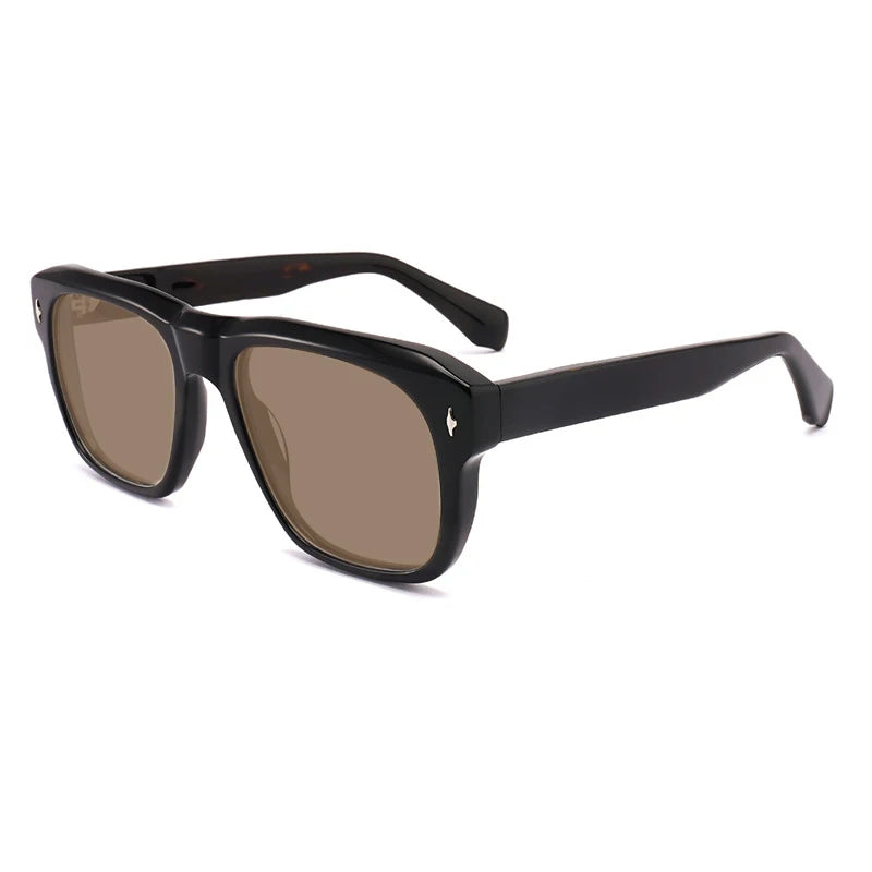 Gatenac Unisex Full Rim Square Polarized Acetate Sunglasses Mo16 Sunglasses Gatenac Black Turtle Brown