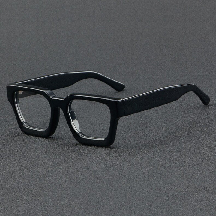 Brightzone Unisex Full Rim Flat Top Square Handcrafted Acetate Eyeglasses 1439 Full Rim Brightzone Black  