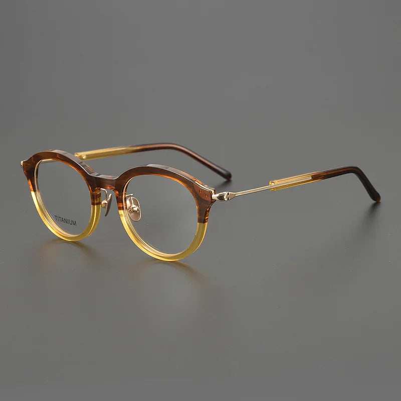 Hewei Unisex Full Rim Oval Square Titanium Acetate Eyeglasses 482141 Full Rim Hewei C2 CHINA