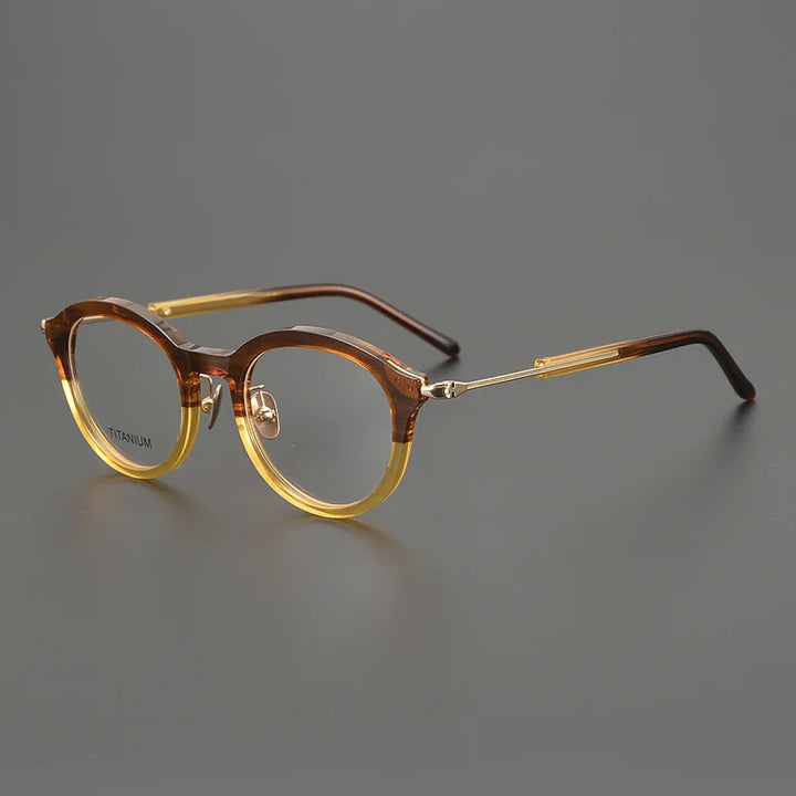 Hewei Unisex Full Rim Oval Square Titanium Acetate Eyeglasses 482141 Full Rim Hewei C2 CHINA