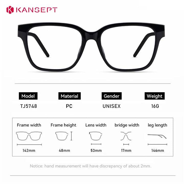 Kansept Unisex Full Rim Square Tr 90 Alloy Reading Glasses 455748