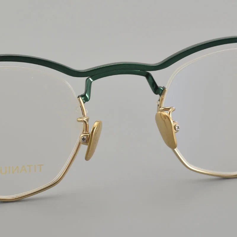 Muzz Unisex Full Rim Small Brow Line Polygon Titanium Eyeglasses Mu004 Full Rim Muzz