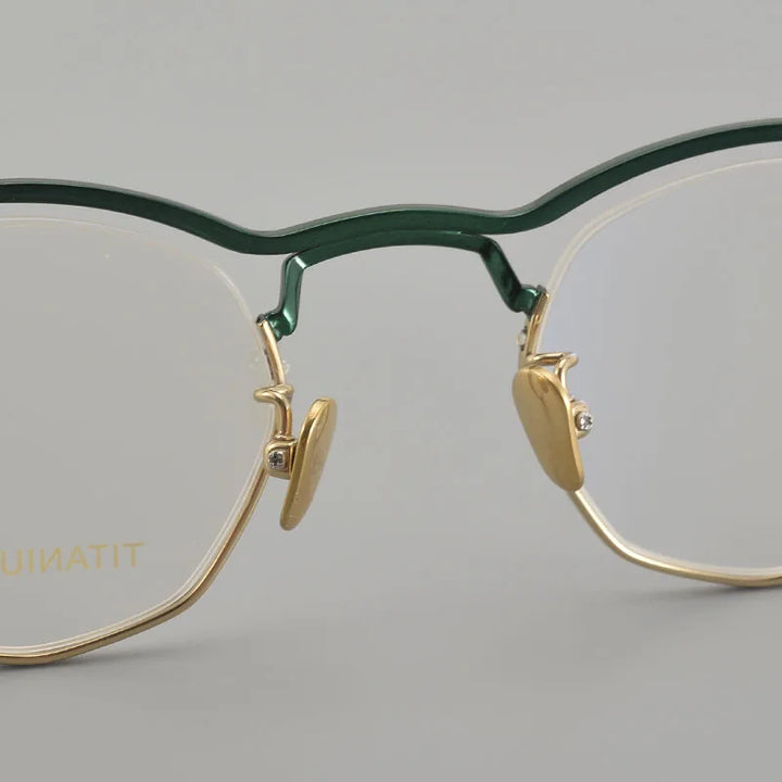 Muzz Unisex Full Rim Small Brow Line Polygon Titanium Eyeglasses Mu004 Full Rim Muzz