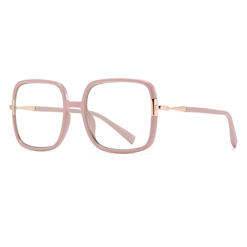CCspace Unisex Full Rim Large Square Tr 90 Titanium Eyeglasses 56314 Full Rim CCspace Pink