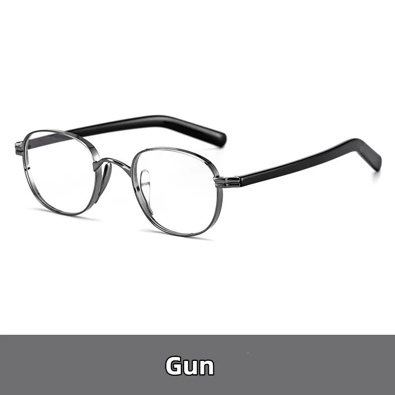 Kocolior Unisex Full Rim Round Titanium Hyperopic Reading Glasses 8017 Reading Glasses Kocolior Gun 0