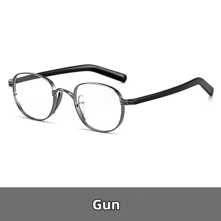 Kocolior Unisex Full Rim Round Titanium Hyperopic Reading Glasses 8017 Reading Glasses Kocolior Gun 0