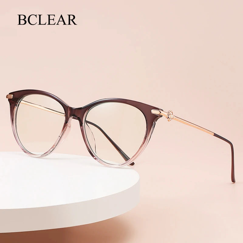 Bclear Women's Full Rim Cat Eye Acetate Alloy Eyeglasses Wd810 Full Rim Bclear