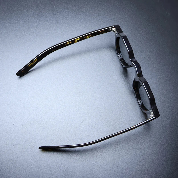 Gatenac Unisex Full Rim Flat Top Round Acetate Polarized Sunglasses M002 Sunglasses Gatenac