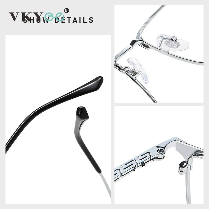 Vicky Unisex Semi Rim Big Square Titanium Acetate Reading Glasses 9027 Reading Glasses Vicky