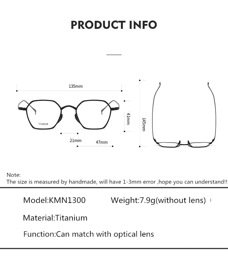 Aimee Unisex Full Rim Polygon Titanium Eyeglasses 11130 Full Rim Aimee