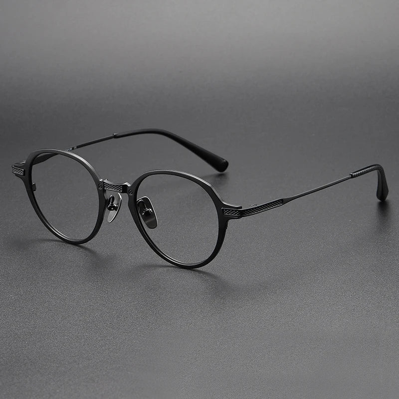 Black Mask Unisex Full Rim Oval Round Titanium Eyeglasses 55426