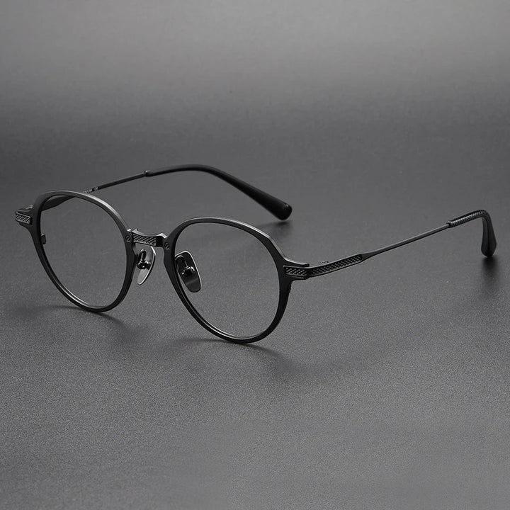 Black Mask Unisex Full Rim Oval Round Titanium Eyeglasses 55426