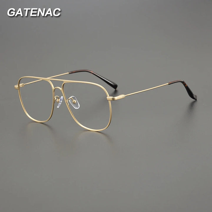 Gatenac Unisex Full Rim Square Double Bridge Titanium Eyeglasses Gxyj1241 Full Rim Gatenac