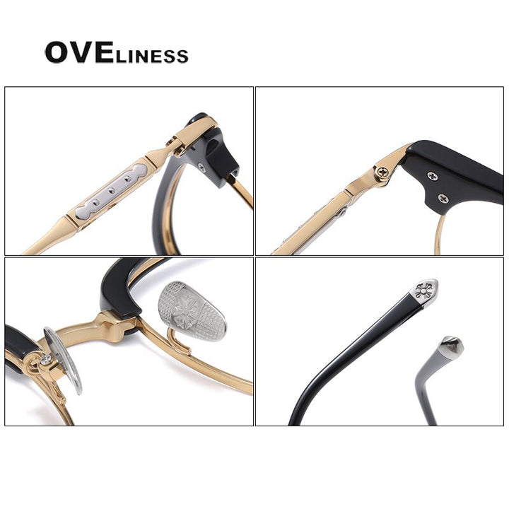 Oveliness Unisex Full Rim Square Acetate Titanium Eyeglasses 9701 Full Rim Oveliness