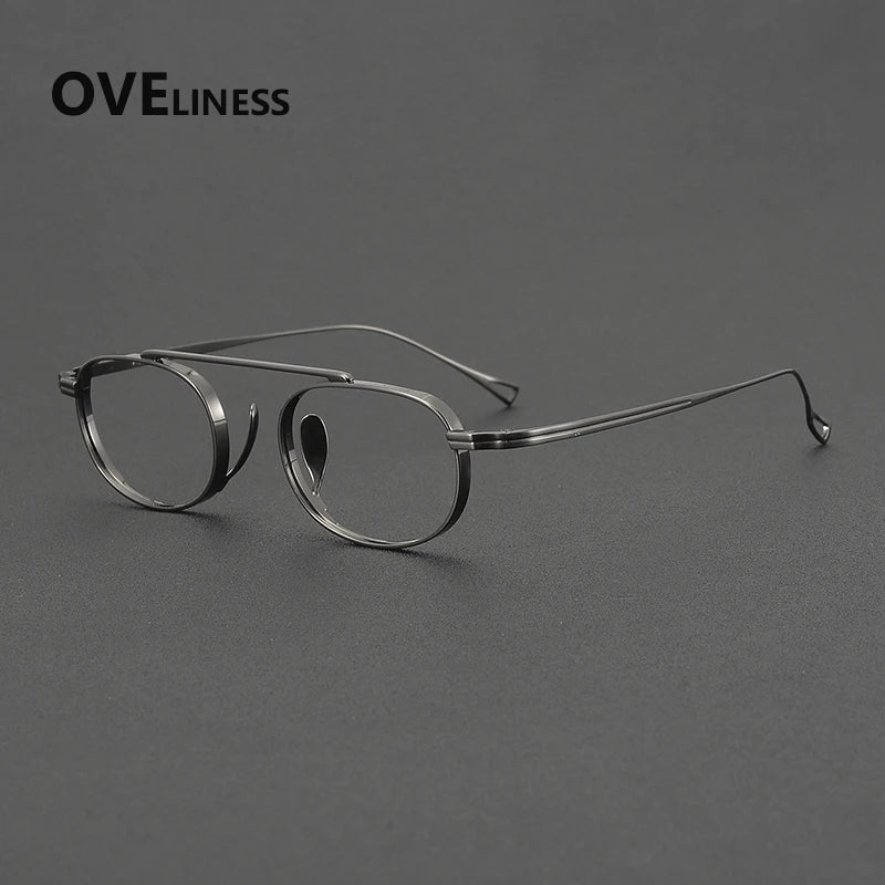 Oveliness Unisex Full Rim Square Double Bridge Titanium Eyeglasses 99504