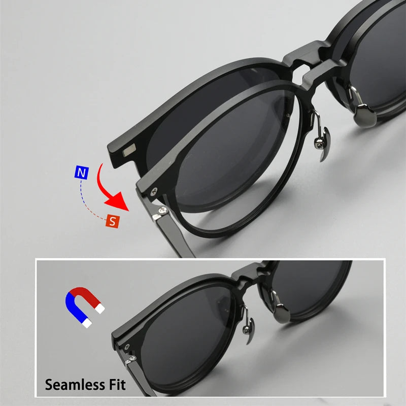 Kocolior Unisex Full Rim Round Tr 90 Eyeglasses Clip On Polarized Sunglasses 9016 Full Rim Kocolior