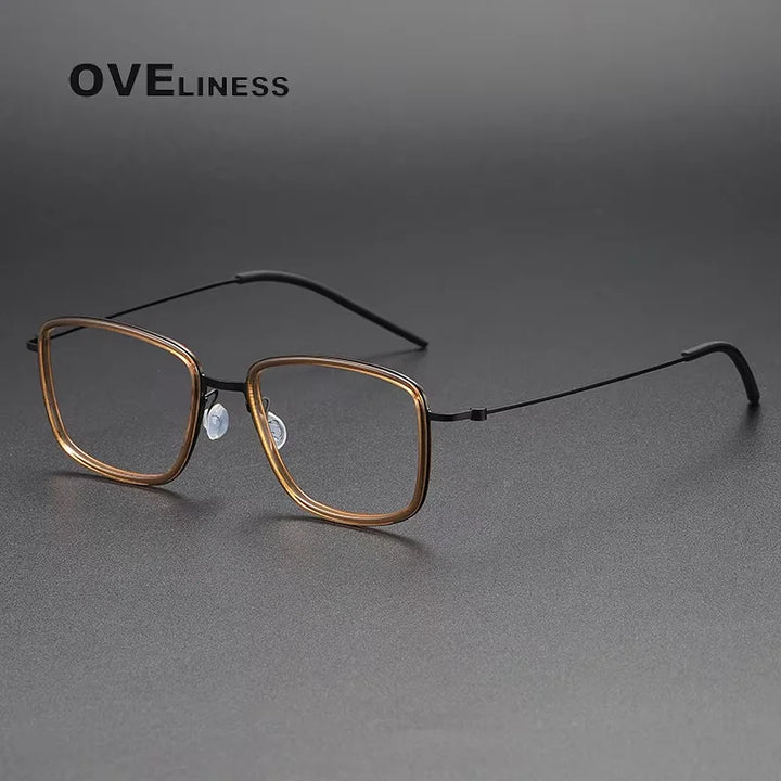 Oveliness Unisex Full Rim Square Acetate Titanium Eyeglasses 35803