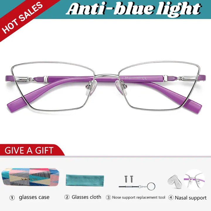 Vicky Unisex Full Rim Square Stainless Steel Reading Glasses 3012 Reading Glasses Vicky FPD3012-C2 Prescription custom