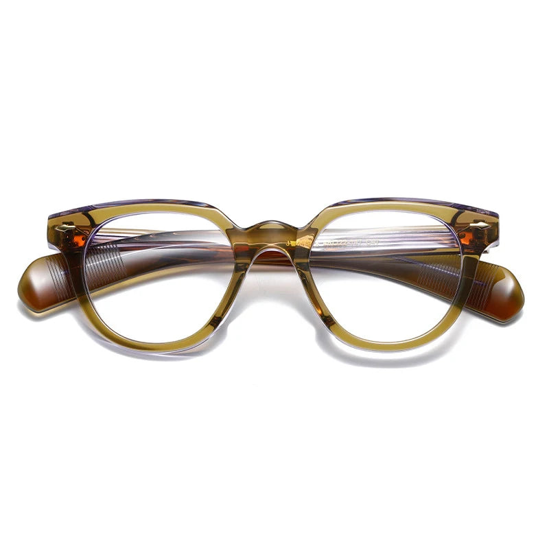 Black Mask Unisex Full Rim Irregular Oval Acetate Eyeglasses 2241 Full Rim Black Mask Tawny