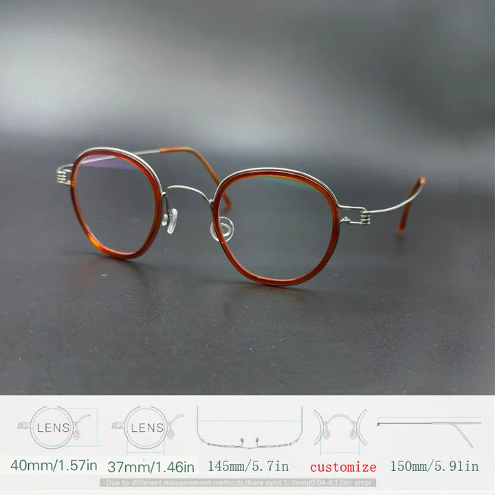 Yujo Unisex Full Rim Polygon Steel Acetate Custom Eyeglasses 614150