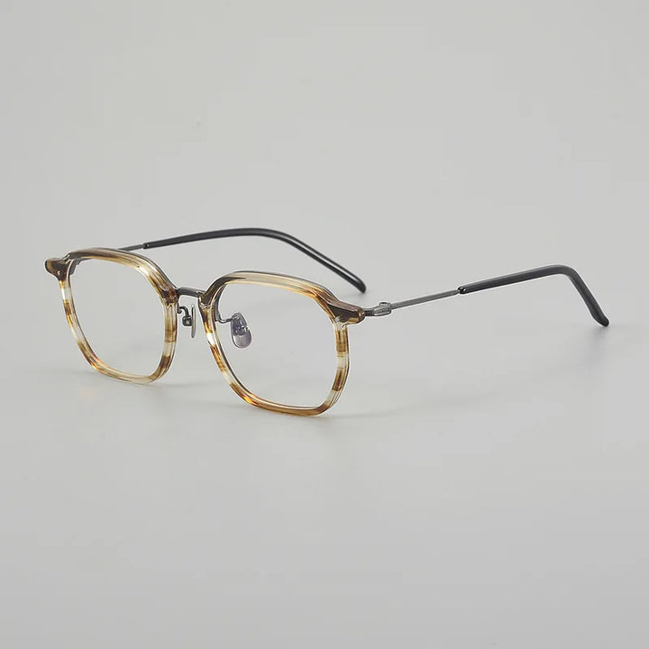 Hewei Unisex Full Rim Polygonal Oval Titanium Acetate Eyeglasses 59564