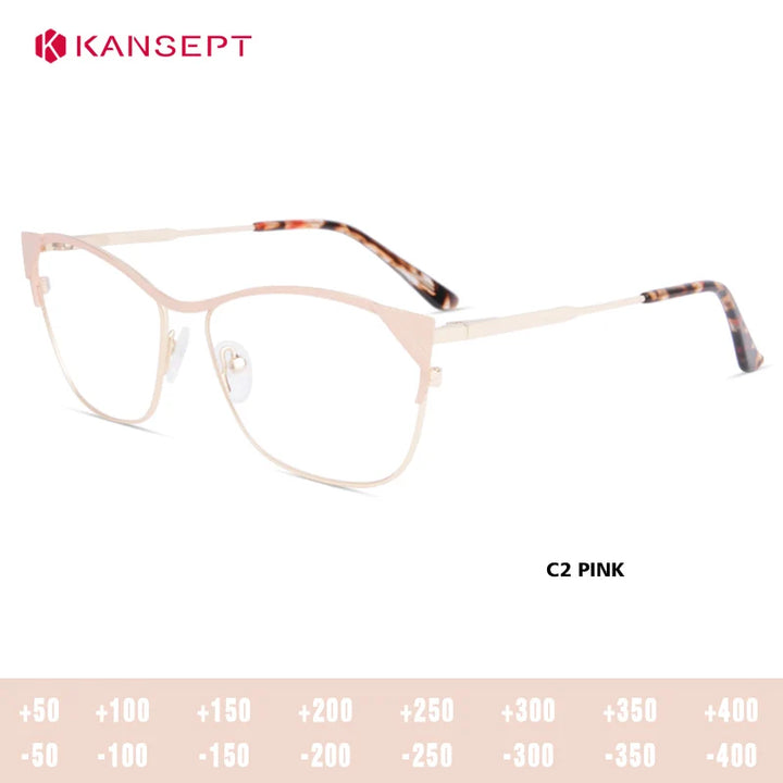 Kansept Women's Full Rim Oval Cat Eye Alloy Tr 90 Reading Glasses 53749