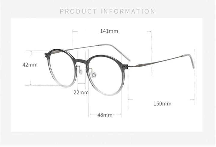 Black Mask Unisex Full Rim Round Titanium Acetate Eyeglasses 16541