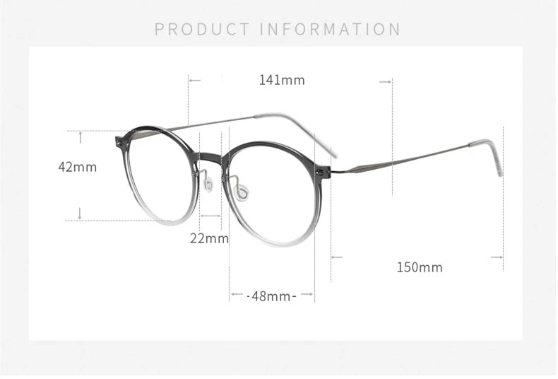 Black Mask Unisex Full Rim Round Titanium Acetate Eyeglasses 6541 Full Rim Black Mask