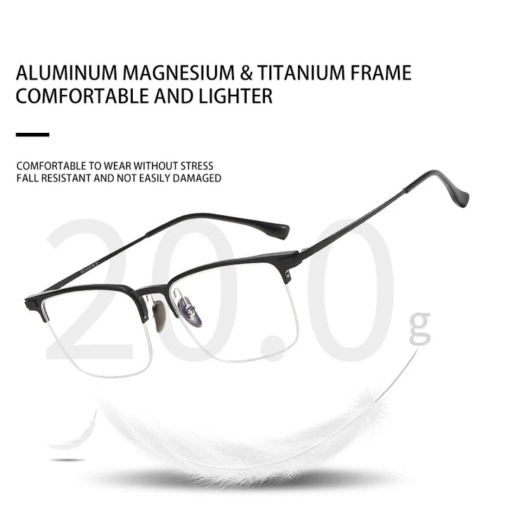 Vicky Unisex Semi Rim Square Titanium Reading Glasses V20261 Reading Glasses Vicky