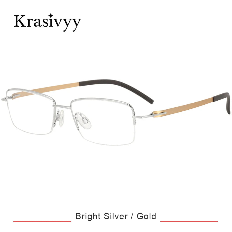 Krasivyy Women's Semi Rim Square Screwless Titanium Eyeglasses 315001