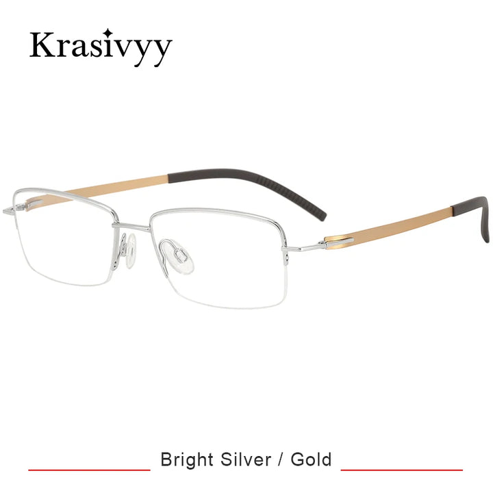 Krasivyy Women's Semi Rim Square Screwless Titanium Eyeglasses 315001