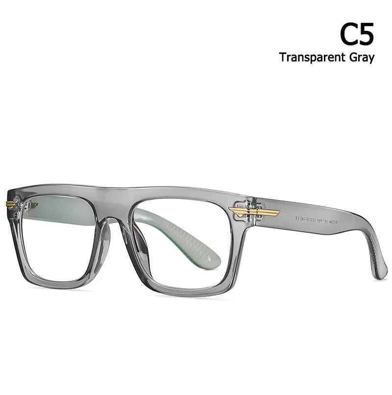 Hdcrafter Unisex Full Rim Square Tr 90 Acetate Eyeglasses 3394 Full Rim Hdcrafter Eyeglasses C5-Transparent Gray