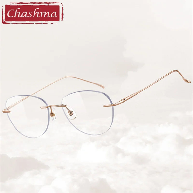 Chashma Ottica Women's Rimless Polygon Titanium Eyeglasses 98925 Rimless Chashma Ottica