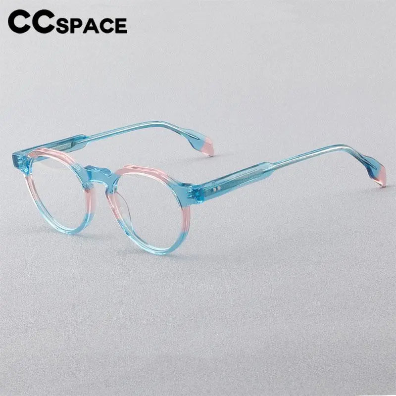 CCspace Women's Full Rim Flat Top Round Acetate Eyeglasses 56910 Full Rim CCspace