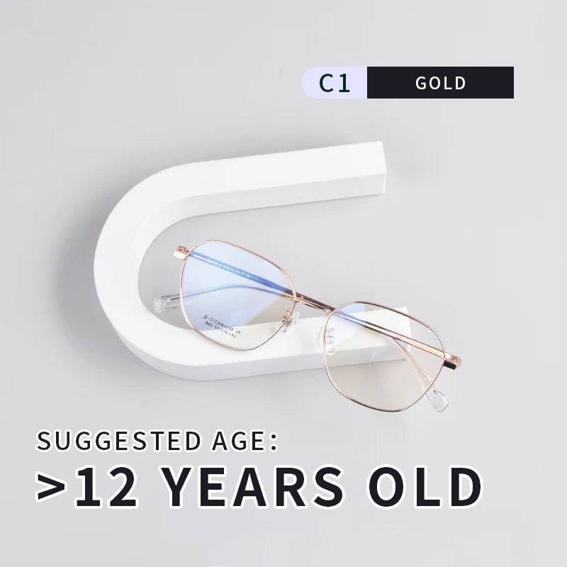 Secg Unisex Youth's Full Rim Polygon Oval Titanium Eyeglasses 216140